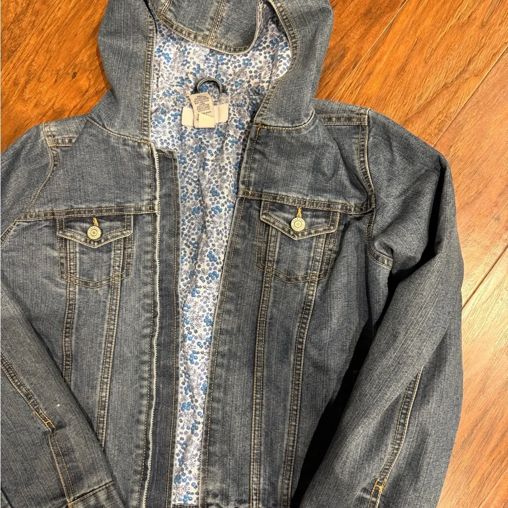 GAP Kids Blue Denim Jacket with Floral Lining
